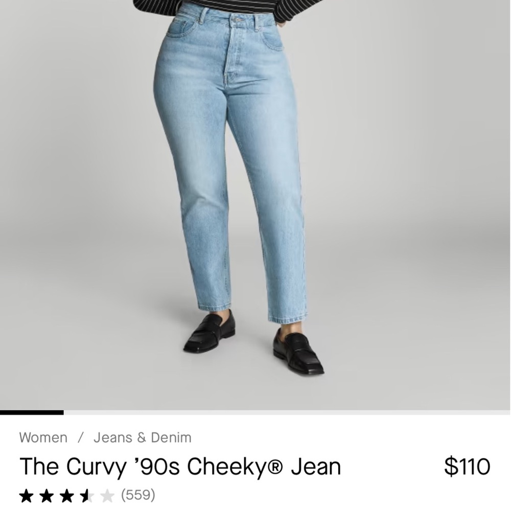 Everlane Curvy The 90s Cheeky Jean Vintage Sun bleached Blue Size 27